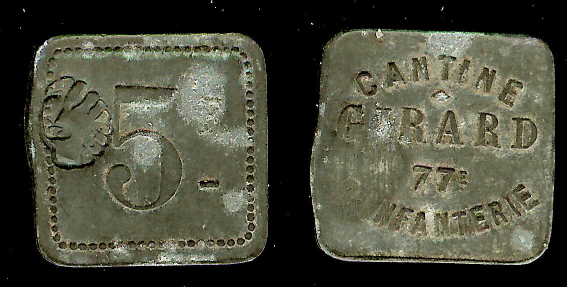Cholet (Maine-et-Loire) Cantine Girard 5 francs N.D. gVF